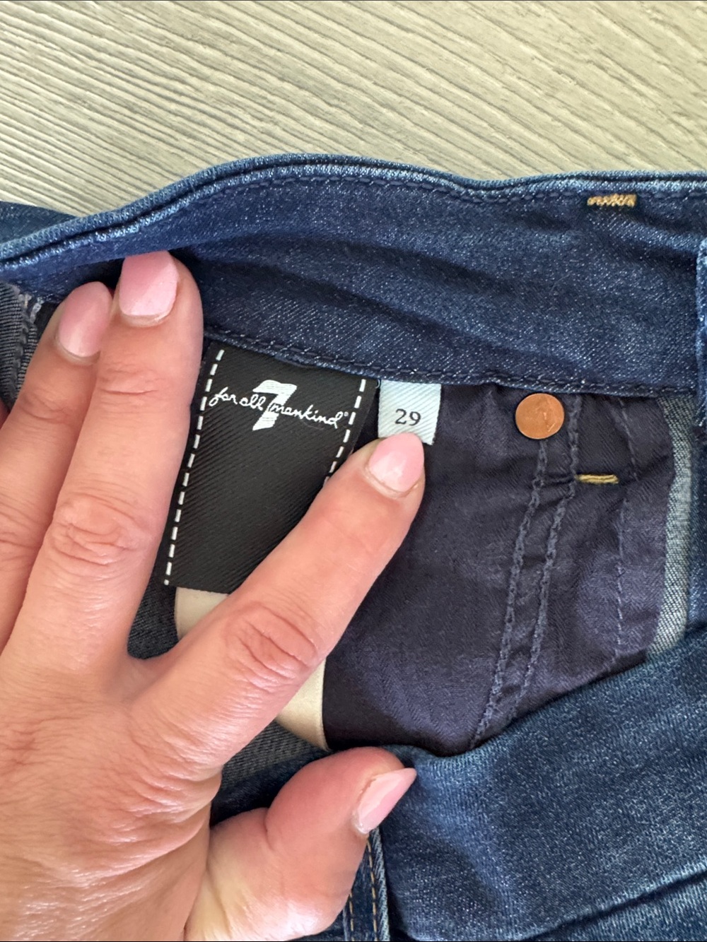 7 For All Mankind Dark Blue Straight-Leg Jeans - Picture 3 of 6